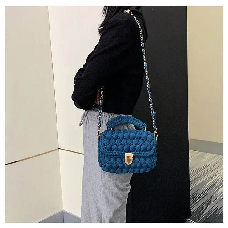 DIY Knitted Handbag Wallet Fashion Rope Woven Ladies Handbag Designer Casual Chain Shoulder Messenger Bag