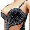 Beyprern Luxury Black Crystal Long Maxi Dress Gown Sparkle Mesh Patchwork High Slit Party Club Dress Birthday Outfits Night Wear