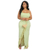 CM.YAYA Summer Women Sets Sleeveless Sexy Strap Crop Top and Tassel Long Skirt Sets Night Club Party Beach 2 Two Piece Sets