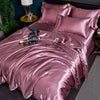 Nordic Satin Silk Bedding Set with Duvet Cover Bed Sheet Pillowcases Luxury Solid Single Double Couple Pillow Case Bedsheet