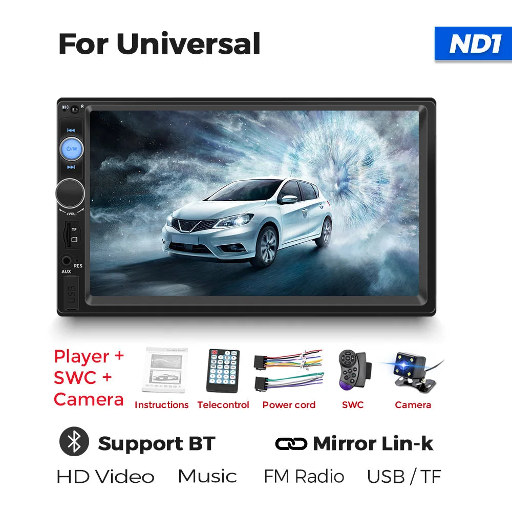 ND1 7010B 2din Dual USB 7Inch Car Radio Autoradio Multimedia Player TF Card for Nissan Hyundai Kia toyata Chevrolet Ford Suzuki