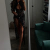 Lace Dresses For Women Fashion Sexy Elegant Solid Sleeveless Tank Hollow Out O-Neck High Side Split Slim Fit Long Vestidos Robes