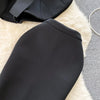 Women Vintage Two Pieces Skirt Sets Women Long Sleeve Sexy Slash Neck Bandage Ruffle Blouse Top and High Waist  Hip Wrap Skirt