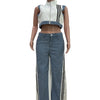 2 Pieces Women's Sets 2025 Spring Summer Denim Sleeveless Suit Tops And Wide Leg Pants Suits Two Piece Set Tracksuit Outfit