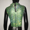 Sexy Rhinestone Backless Party Crop Top Women Glitter Turtleneck TShirt Adjustable Metal Chain Summer Nightculb Diamond Tank Top