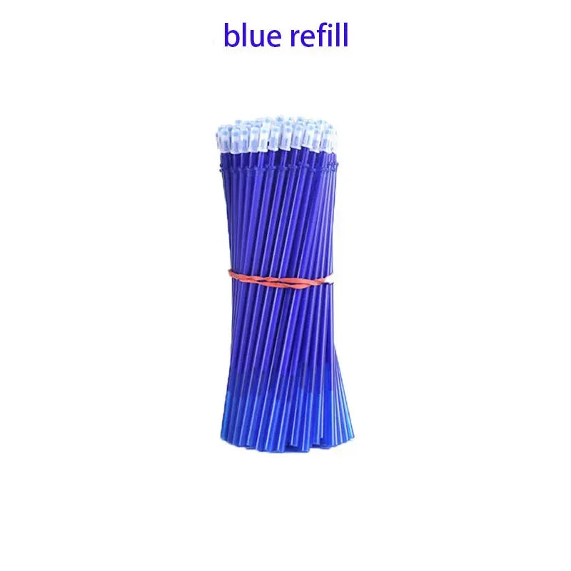 30/50/100Pcs/Lot 0.5mm Gel Pen Erasable Pen Refill Rod Set Blue Black Ink Shool Washable Handle Writing Stationery Supplies