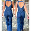TARUXY Backless Heart Cutout Bodycon Jumpsuit For Women Casual Sleeveless Slim One-Piece Outfits Retro Denim Jumpsuits New 2025