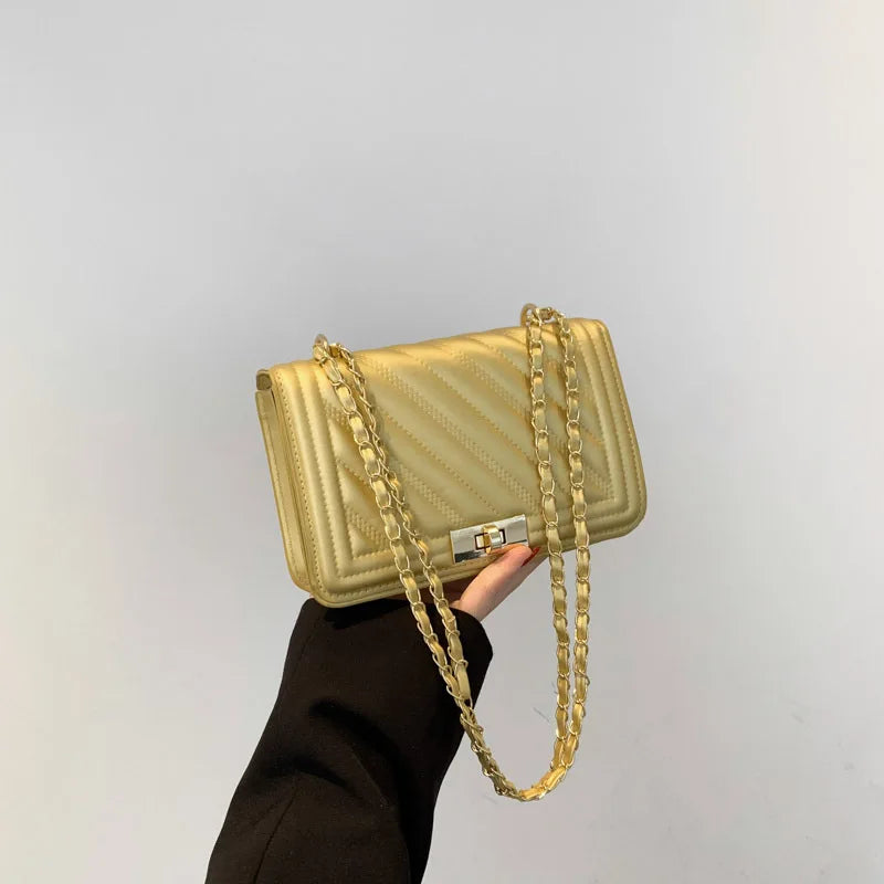 Fashionable Mini Quilted Embossed Chain Shoulder Bag Simple And Versatile Diagonal Crossbody Bag For Women Square Handbag
