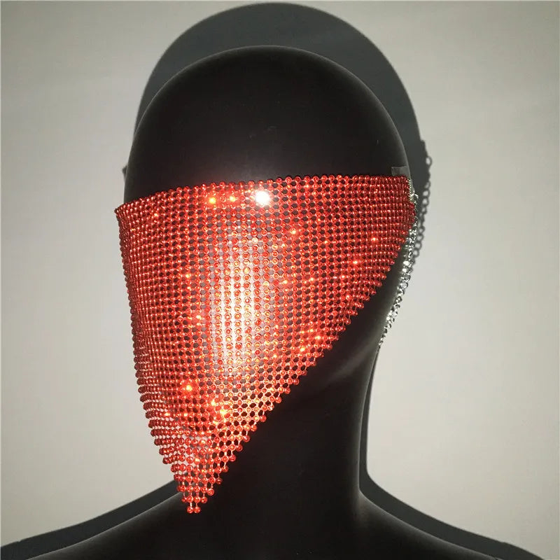 2024 NEW Crystal Masquerade Face Jewelry Women Party Accessories Fashion Fishing Net Metal Rhinestone Sequined Veil Body Jewel