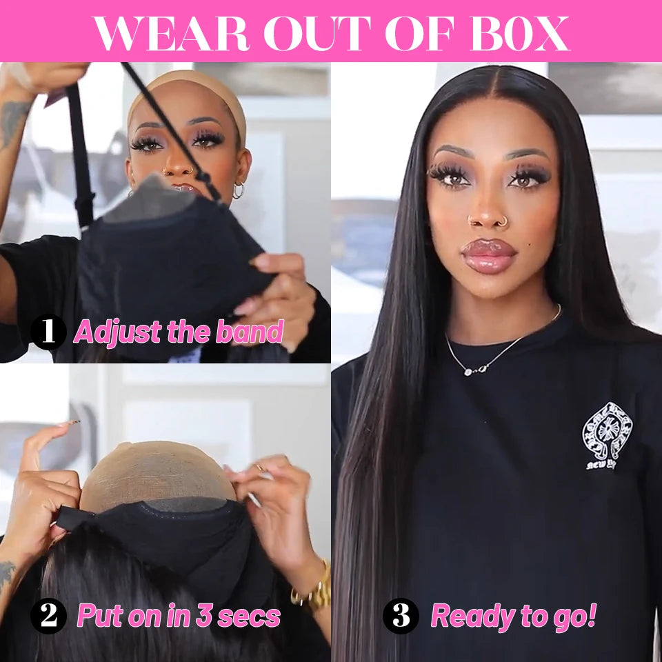 ISEE HAIR Wear And Go Glueless Human Hair Wig Bob HD Lace Straight Short Bob 6x4 Lace Frontal Pre Plucked Human Wigs Ready To Go