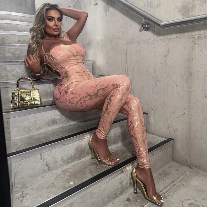 Dulzura Jumpsuit Backless Cross Straps Sexy Shinning Vocation 2024 Spring Summer For Women'S Clothing Party Clubwear