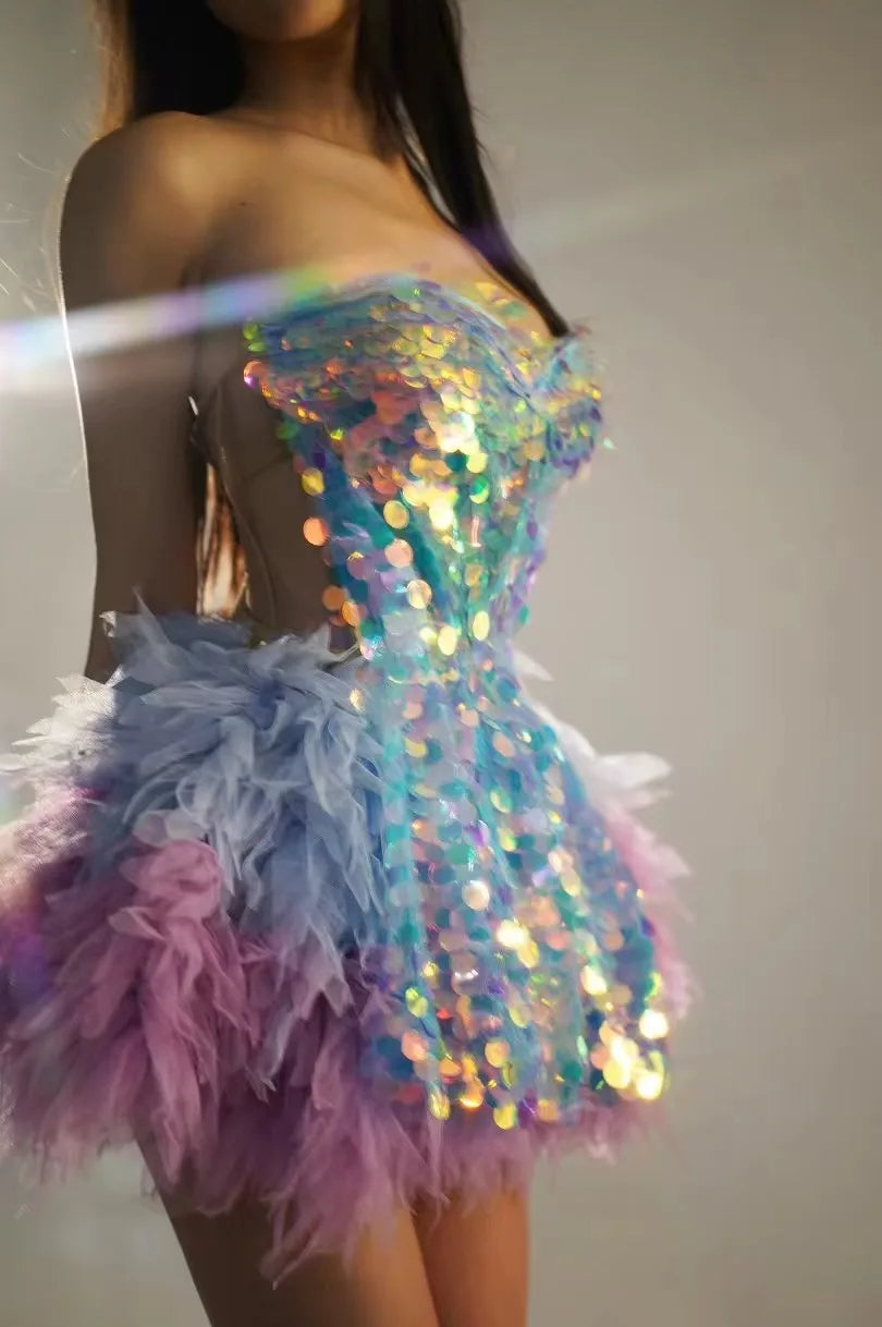 Heavy Industry Diamond Skincare DressEvent Party Performance Nightclub StageD] Singer Model G0G0 sexyPerformance Dress