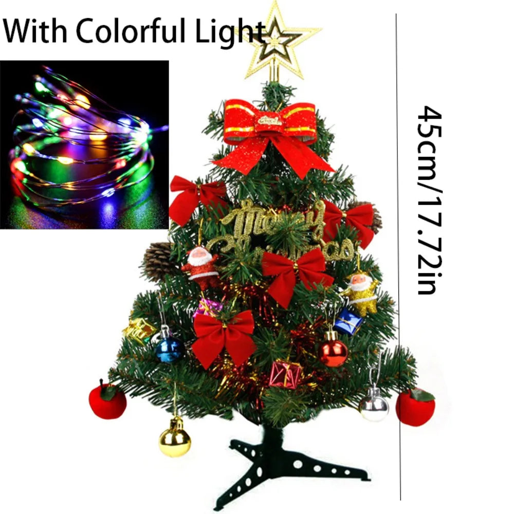 30/45cm Mini Christmas Tree New Year Gift Party Decoration Artificial Christmas Tree LED Light DIY Handicraft Xmas Tabletop Tree