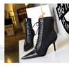 BIGTREE Shoes Cross Straps Sexy Women Boots Pointed Toe Stiletto High-heel Boots 2025 New Women's Ankle Boots Plus Size 42 43