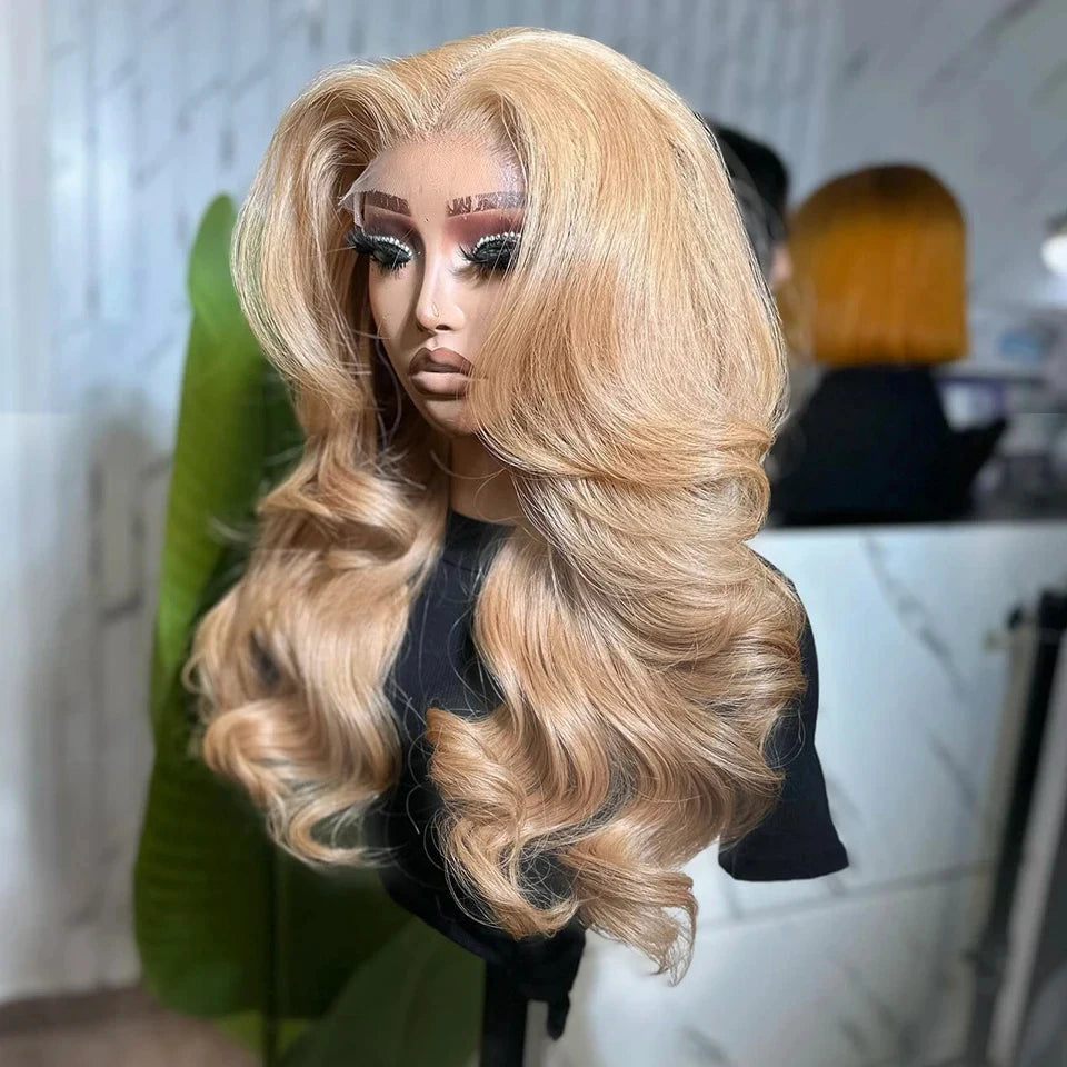Synthetic Lace Front Wigs Ash Blonde Wavy Wig Soft Synthetic Hair Wig Frontal Lace Wigs Cosplay Daily Use Party Wigs