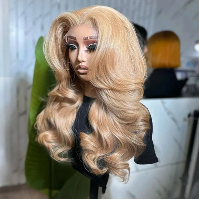 Synthetic Lace Front Wigs Ash Blonde Wavy Wig Soft Synthetic Hair Wig Frontal Lace Wigs Cosplay Daily Use Party Wigs