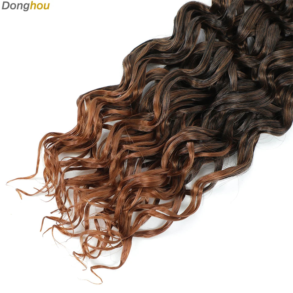 Beach Curl Crochet Hair Gogo Curl Crochet Hair 18 Inch Ombre Brown Blonde Bug Ginger T30 Synthetic Deep Wave Twist Crochet Braid
