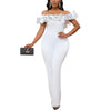 Luxury Jumpsuits & Rompers for Woman Off the Shoulder Ruffles Short Sleeve High Waisted Solid New Year 2025 Christmas Overalls