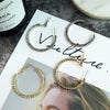 30-80mm Big Hoop Earrings For Women Girls Circle Crystal Rhinestone Earrings Black Gold Silver Color Round Earings Party Gift