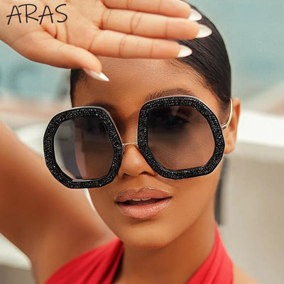 Oversized Luxury Diamond Shiny Sunglasses Women Irregular Round Crystal Sun Glasses Men UV400 Shades Eyewear Polygonal Sunglass