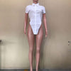 CM.YAYA Irregular V-hem Short Sleeve Single Breasted Blouse  Women 2022 Summer Streetwear Elegant INS Solid Casual Shirt Top