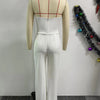 Znaiml Sexy Yellow Button Wide Leg Pants Stretch Long Rompers One Pieces Overalls Women Strapless Jumpsuit Birthday Streetwear