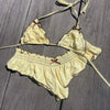 Bikini 2025 Sexy Solid Backless Ruffle Lace Up High Waist Swimwear Swimsuit Women Bikinis Set Bathing Suit Beach Bikini