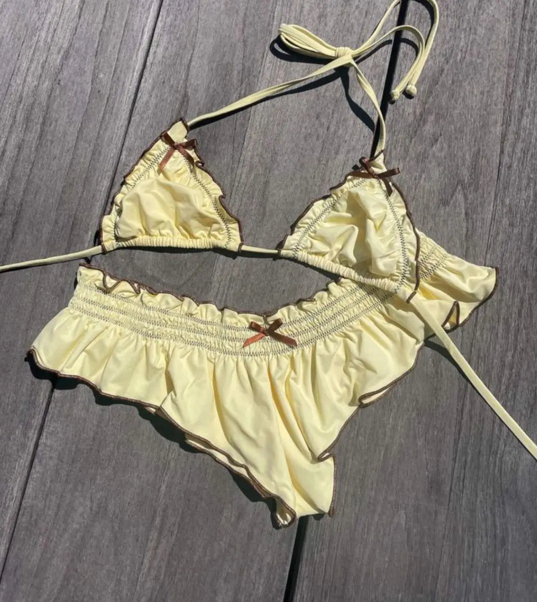 Bikini 2025 Sexy Solid Backless Ruffle Lace Up High Waist Swimwear Swimsuit Women Bikinis Set Bathing Suit Beach Bikini