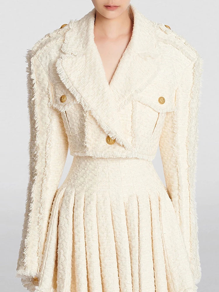 TWOTWINSTYLE Solid Temperament Blazers For Women Notched Collar Long Sleeve Patchwork Single Button Vintage Blazer Female Style