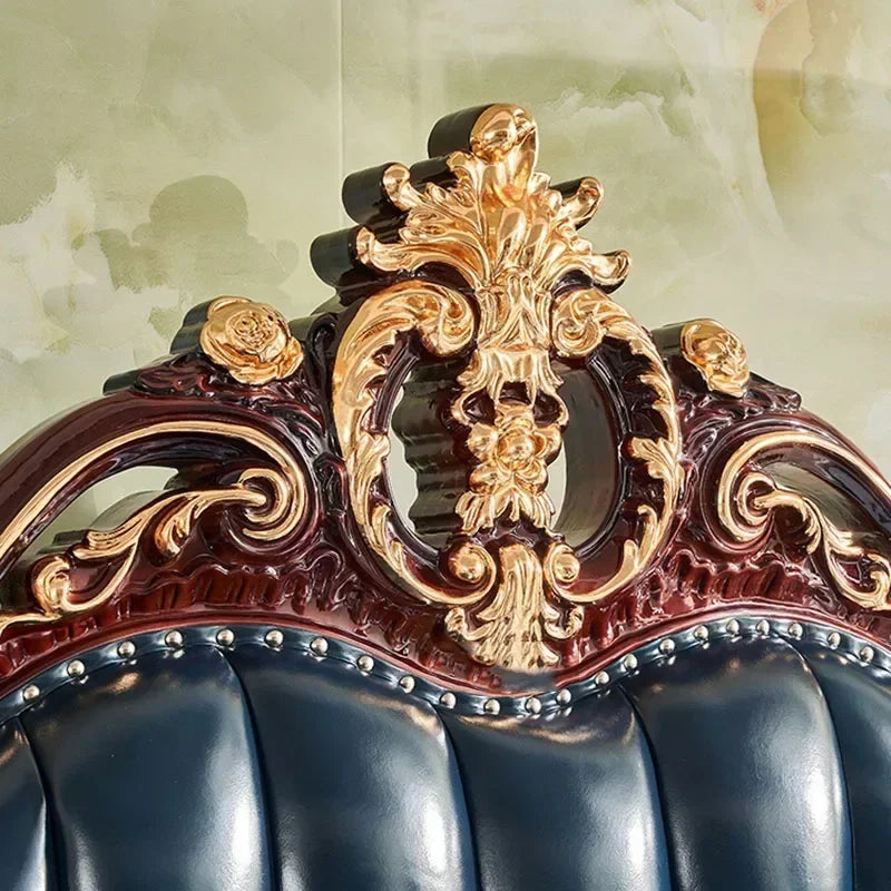 Nordic Luxury Aesthetic Bed Queen Size Cheap Cute Salon Bedroom King Bed Modern Wood Leather Camas Matrimonial Room Furniture