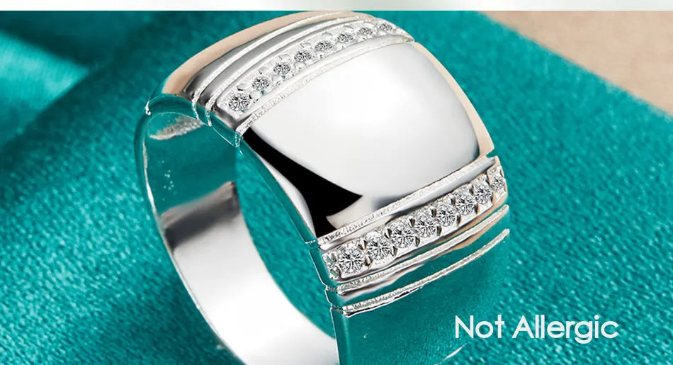 DOTEFFIL 925 Sterling Silver Big Smooth AAAAA Zircon Ring For Man Woman Fashion Wedding Engagement Party Gift Charm Jewelry