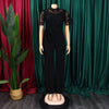 Elegant Jumpsuits & Rompers for Women O Neck Lace Patchwork Short Sleeve Sashes High Waisted Luxury Birthday Party Dinner Outfit
