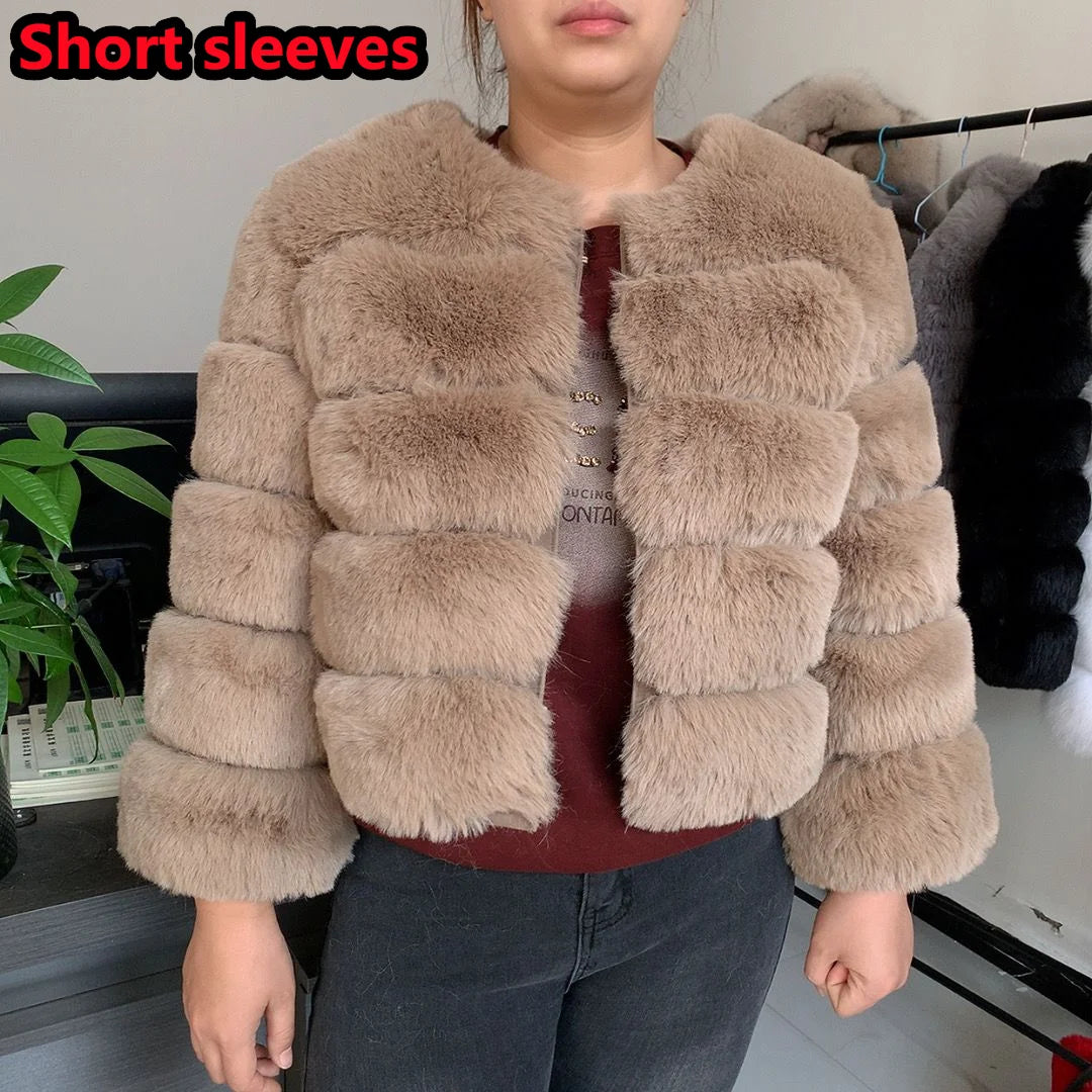 Damenmode Kunstpelzmantel superheiß Herbst Winter Damen kurze Kunstfuchsjacke flauschig hohe Qualität 7XL Damen Pelzmäntel