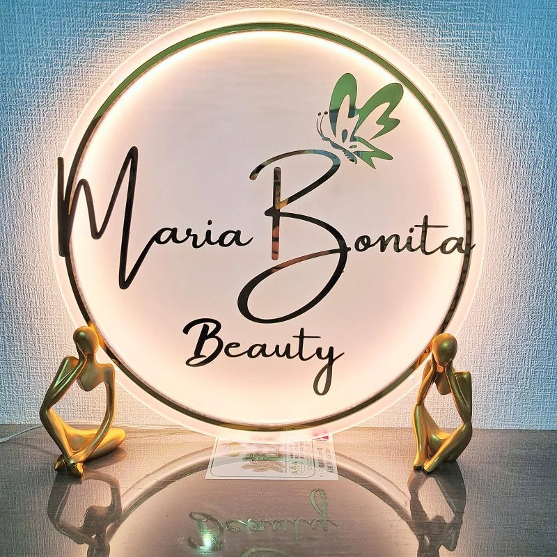 Custom Business Logo 3D Beauty Salon Nail Hair Studio 3D Acrylic Signs Custom Company Name  LED Neon Lights Dropshipping