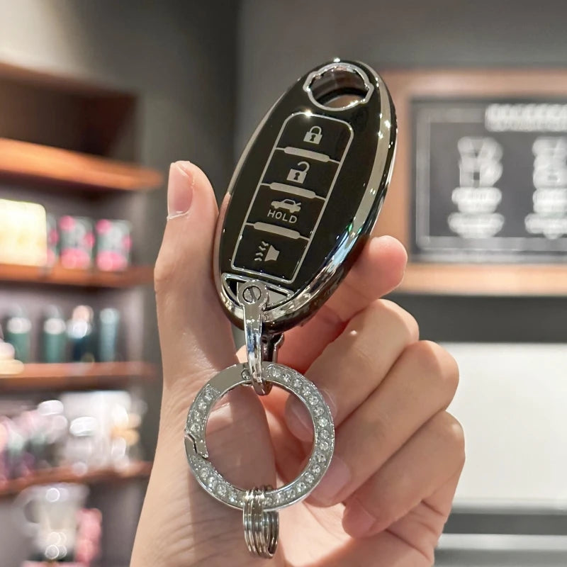 TPU Key Fob Cover with Keyring Lanyard for Nissan Altima Coupe Armada GTR Maxima Murano Cross CABRIOLET Rogue Versa