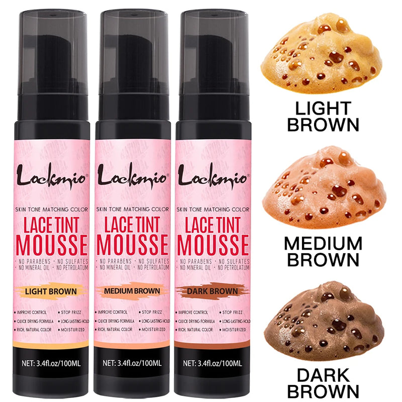 LOCKMIO Natural Lace Tint Spray Dyed Foam Mousse for Women 100ML Wigs Mesh Skin-fitting Invisible Colorant Cosplay Wig Dye Mist