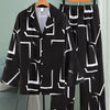 Long Sleeve Shirt Set Men's Geometric 3D Printed Button-up Shirt And Pants Set Men's And Women's Stylish Casual Simple Suit