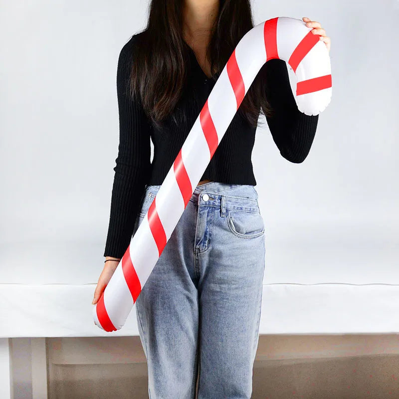 90cm Inflatable Christmas Candy Cane Balloon Walking Sticks 2023 Xmas Decoration for Home 2024 New Year Party Supplies Kids Gift