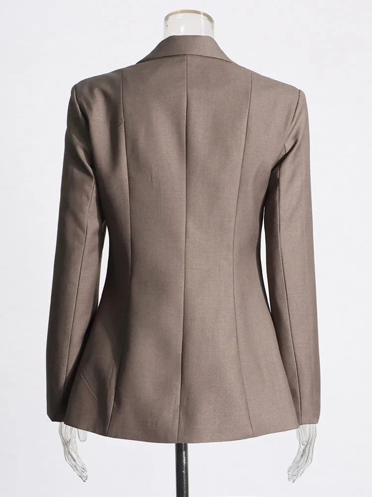 TWOTWINSTYLE Patchwork Lace Up Hollow Out Blazer For Women Notched Collar Long Sleeve Tunic Designer Blazers Female Fashion New
