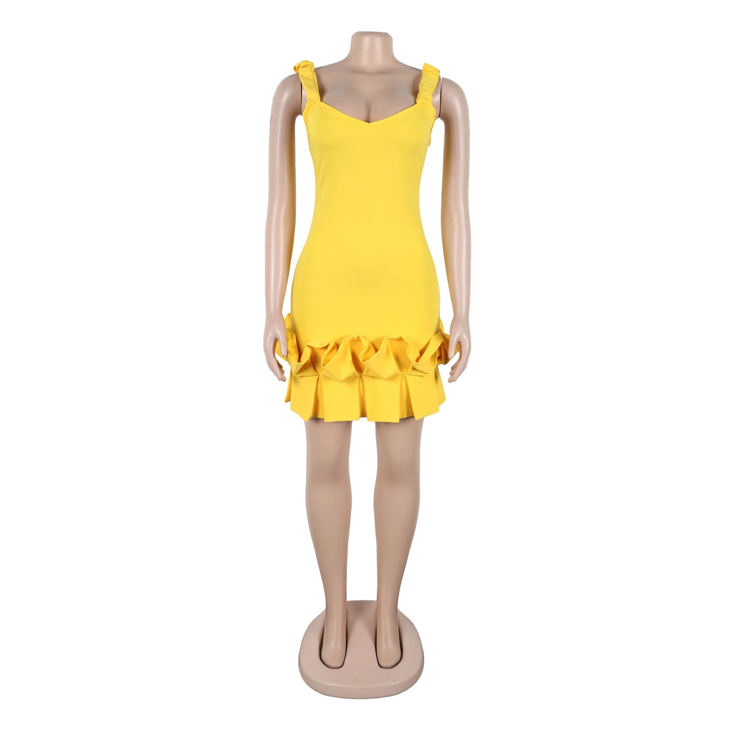 CM.YAYA Women Spaghetti Strap Sleeveless V-neck Mini Dress 2025 Summer Ruched Stacked Party Evening Night Club Chic Dresses