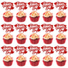 YOMDID 24Pcs Happy Valentines Day Cupcake Toppers Glitter Red Decorations Valentines Day Cupcake Picks Gift for Valentine\'s Day