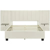 Queen Size Upholstered Platform Bed Velvet Fabric Big Headboard Wooden Frame Bedroom Storage Slat Support No Box Spring Needed