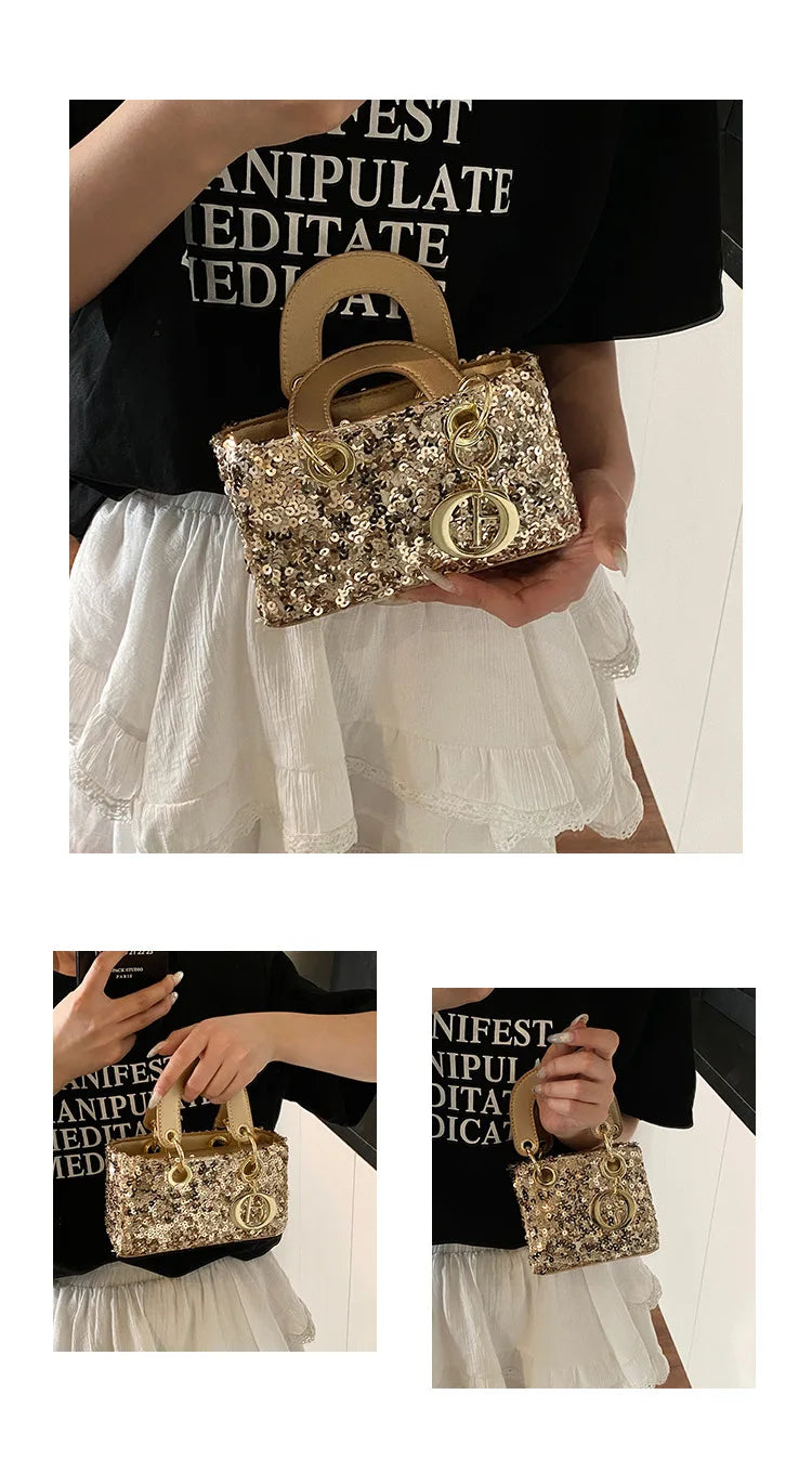 Sparkly Glitter Mini Evening Bag for Women, Designer Crossbody Shoulder Purse, Luxury Party Wedding Clutch, Unique Boutique Gift