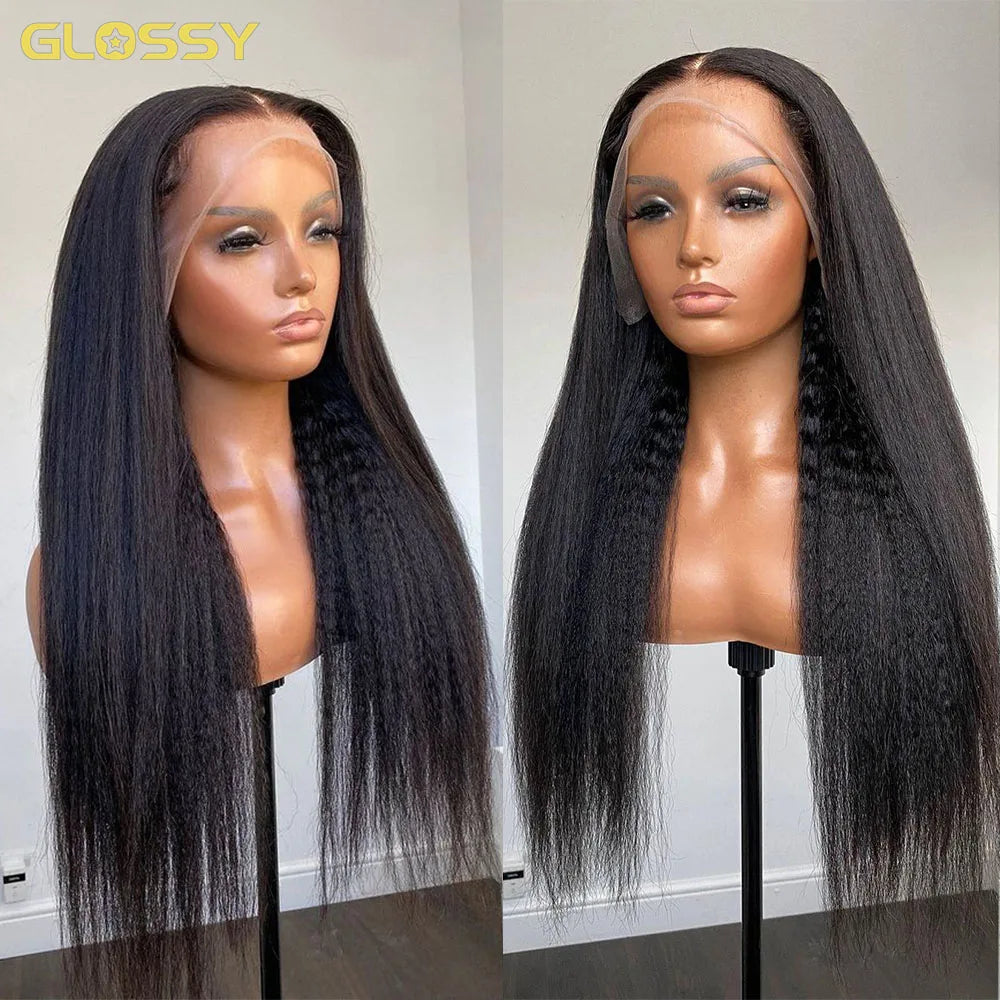 250% 13x6 hd lace frontal kinky straight human hair wigs For Women Glueless Brazilian 13x4 Yaki Straight lace front Wig On Sale