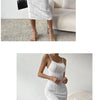 Elegant White Sling Dress Women Backless Sexy Long Dress Beach Vacation Solid Dresses Spring Summer Versatile Base Skirt