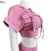 HLJ&GG Fashion Pocket Cargo Hooded Two Piece Sets Women Zip Slim Crop Top And Mini Skirts Outfits Female Washed 2pcs Streetwear