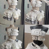 Punk Style Vintage Woman 2 Piece Sets Y2k Design Strapless Crop Tops + High Waist Ruffle Skirt Female Party Korea Style Outfits
