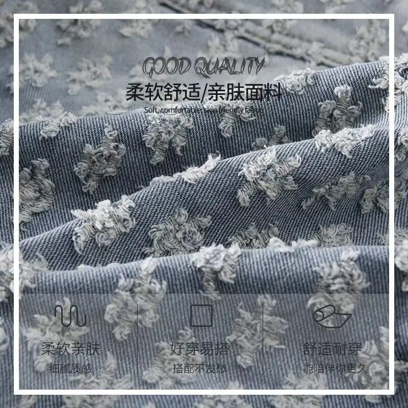 Fashion Stylish Luxury Clothing Loose-fitting Jacket for Casual Cotton Suitable Spring and Autumn Water-washed Jacquard Jacket