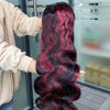 1b/99j Burgundy Highlight Body Wave 13x4 HD Lace Front Human Hair Wig Brazilian 30 32 Inch Colored 13x6 Lace Frontal Wigs 200%
