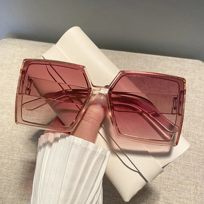 New Vintage Large Frame Sunglasses Women's Brand Designer Square Sun Glasses Women Travel Fashion Eyewear UV400 Gafas De Sol